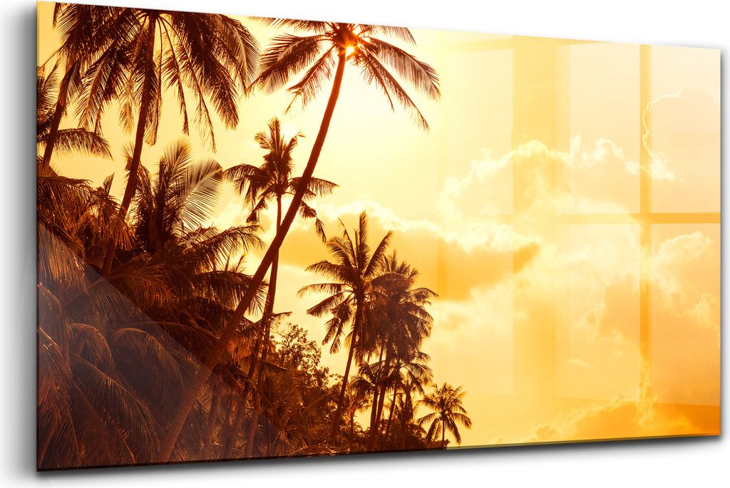 Bilder auf glas - Einteilig - Wanddekoration - Glas Bilder - 120x60 - Sonnige Palmen am Strand