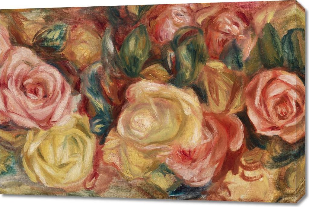 Bild 90x60cm Rosen, Pierre-Auguste Renoir Vintage für das Wohnzimmer