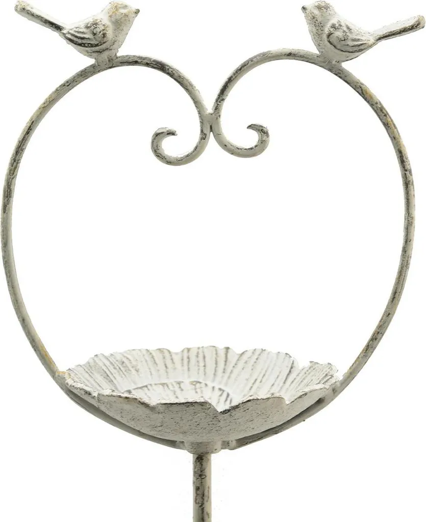Bain d'Oiseaux Romantique 104 cm en Métal Durable avec Décorations