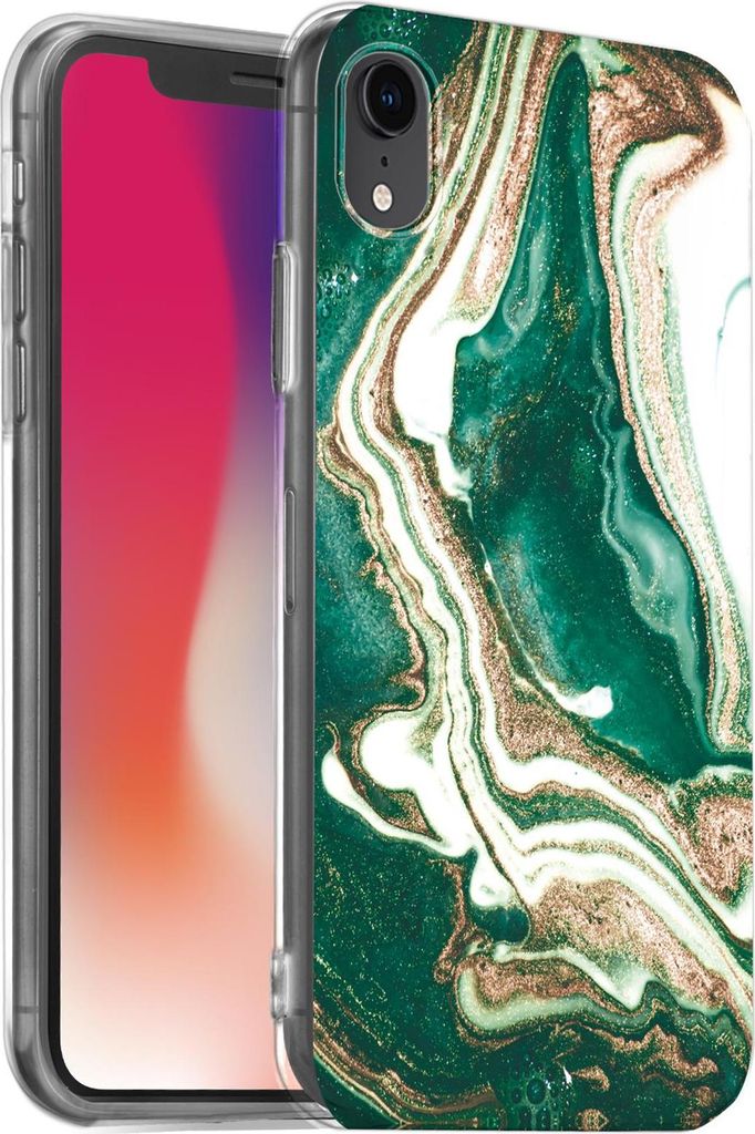 Hülle für Apple iPhone XR Schutzhülle Marmor Motiv Handy Case Silikon Slim Cover