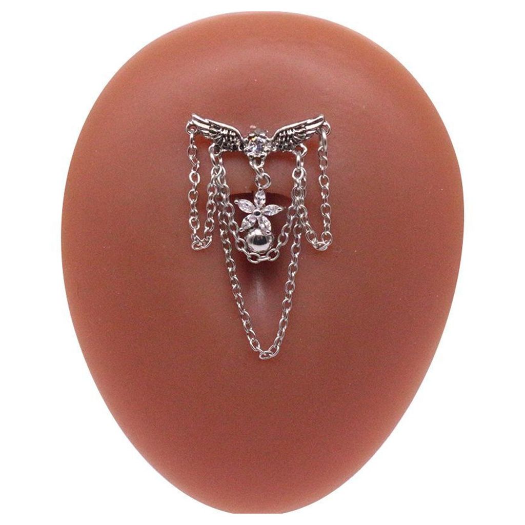 Nabelring, glänzend, modisch, y, rostfrei, charmant, herzförmig, Anti-Allergie-Bauchnabelpiercing für den täglichen Gebrauch-H