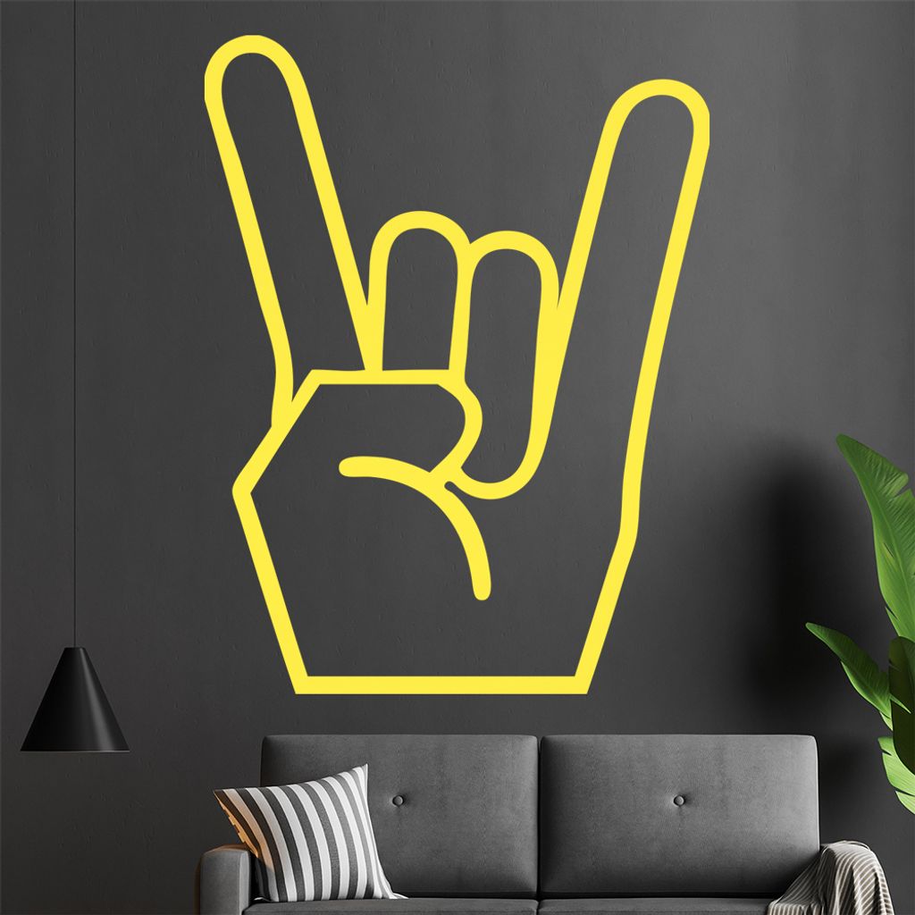 Hörner Handgruß Wandtattoo in 6 Größen - Wandaufkleber Wall Sticker - Dekoration, Küche, Wohnzimmer, Schlafzimmer, Badezimmer