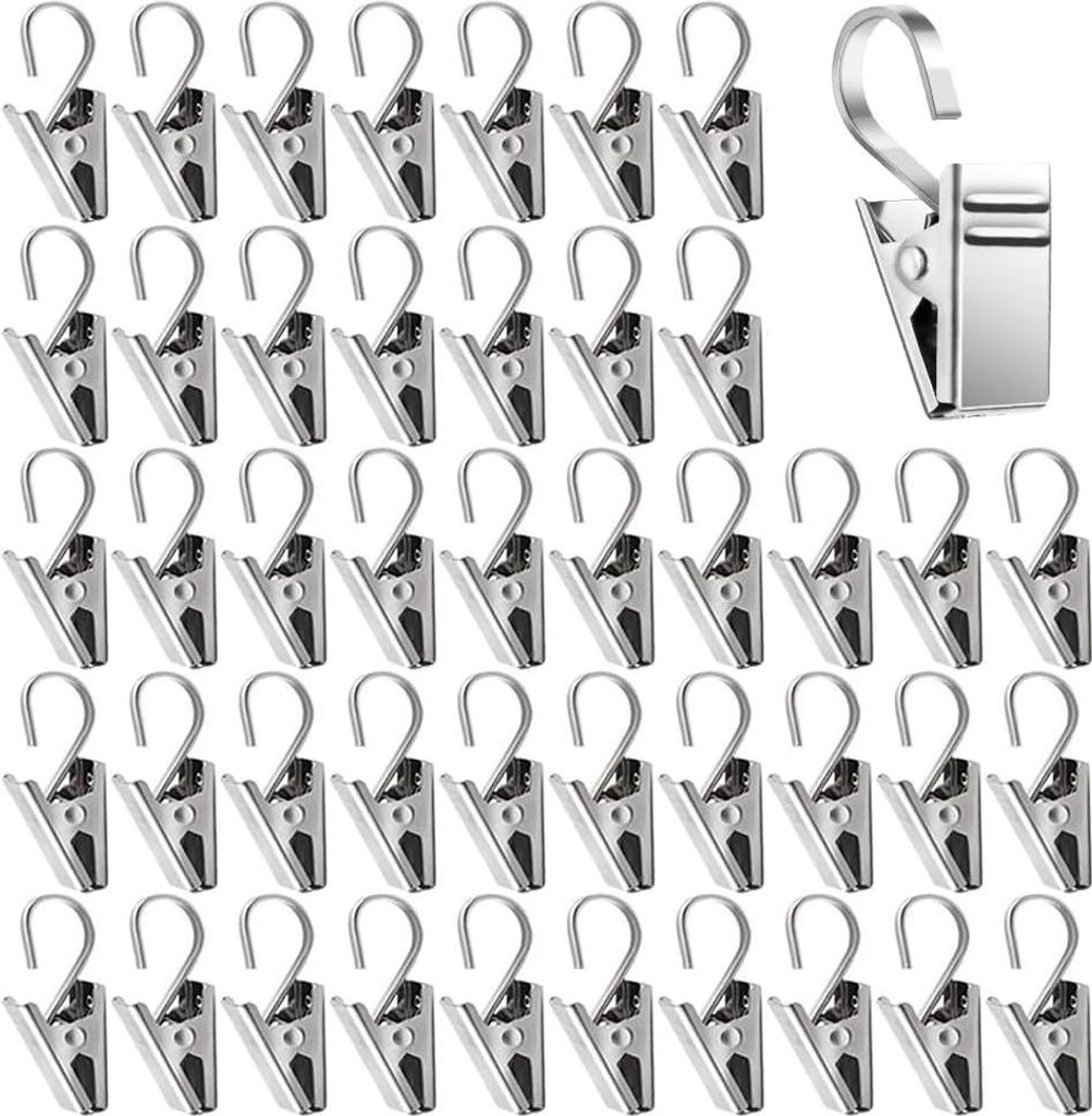 80 Stück Edelstahl Metall Vorhang Clips Mit Haken, Gardinen Klammern, Vorhang Klammern Klemmhaken zum Vorhänge Fotos Home Dekoration Duschvorhang...