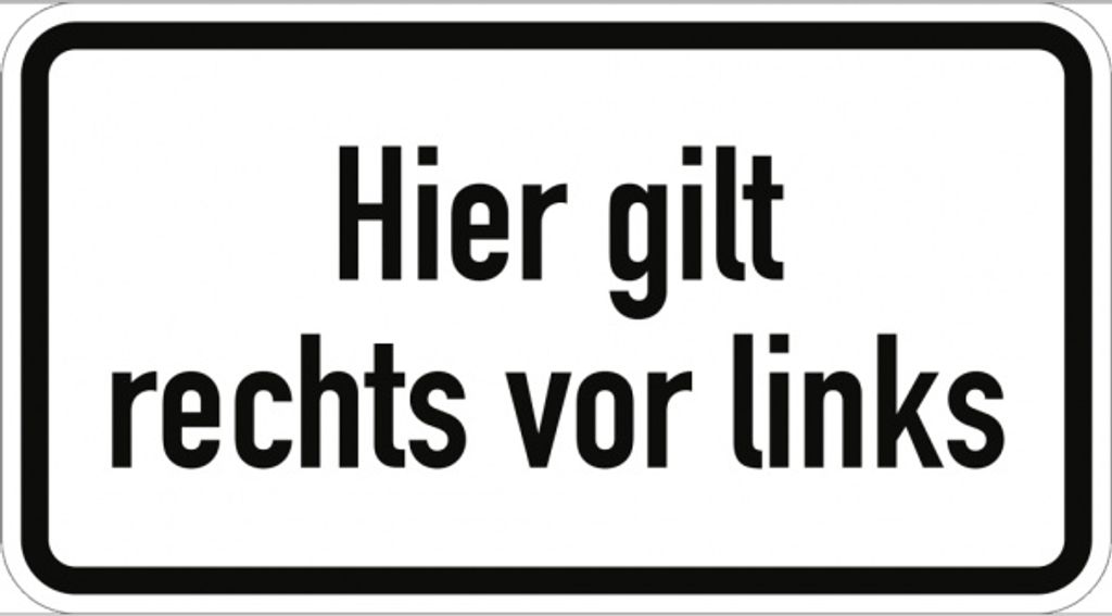 Verkehrsschild VZ2804, Hier gilt rechts vor links, Alu, RA1, 600x330 mm