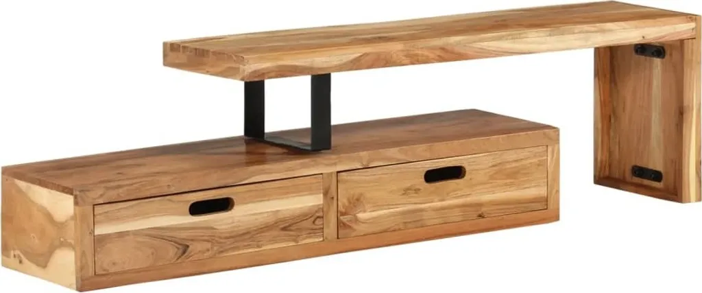 Meuble TV extensible acacia massif : solution gain de place modulable - 6