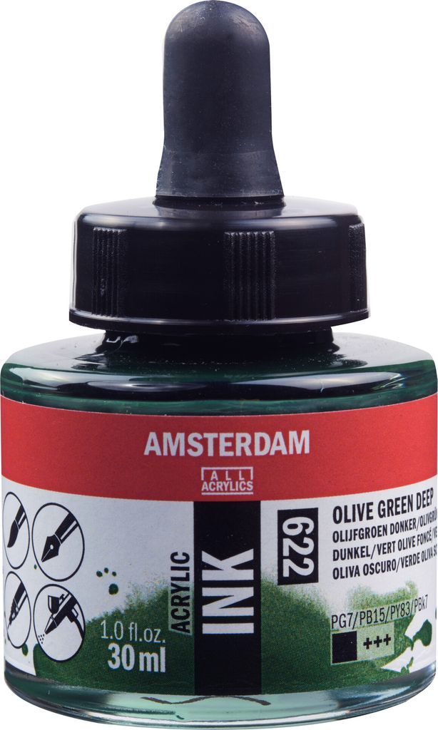 Amsterdam Acrylic Tinte Flasche 30 ml Olivgrün Dunkel 622