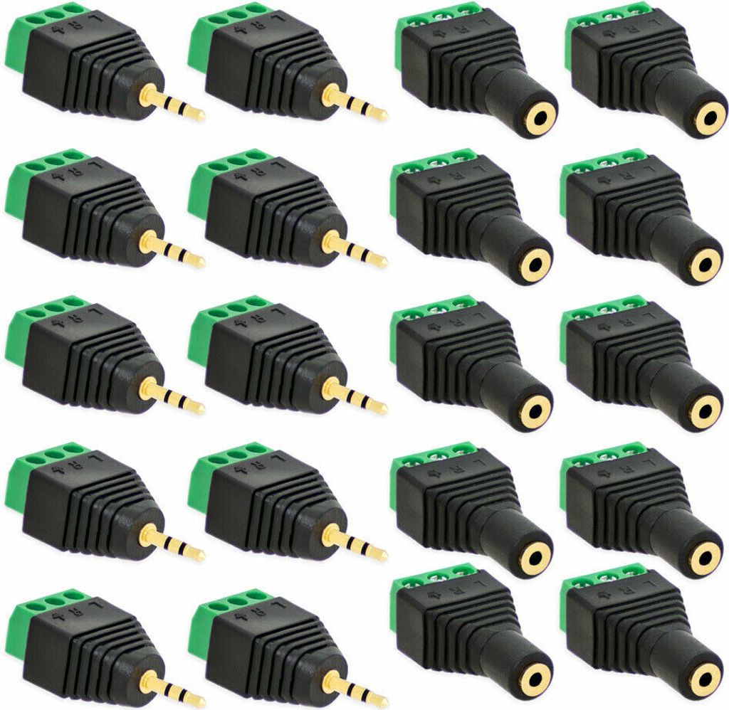 10x Klinken Stecker + 10x Buchsen 2,5mm Adapter > Produktbild 