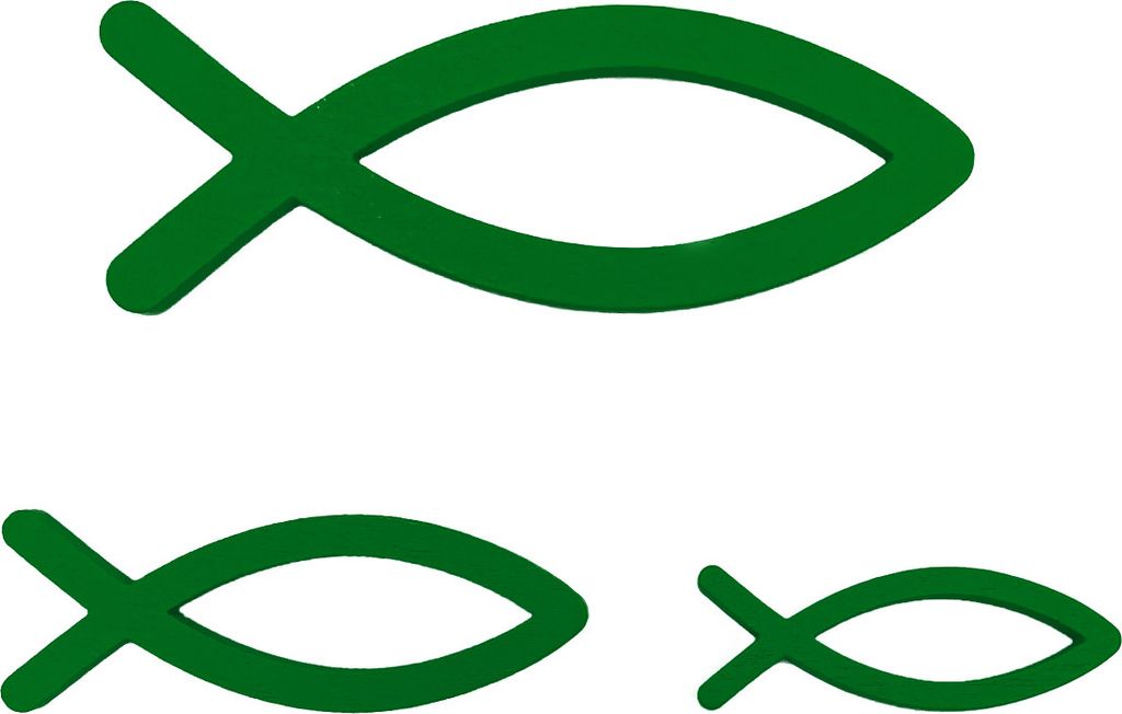 Oblique Unique 3 Holz Fische im Mix Deko Fische als Streudeko Tischdeko für Taufe Kommunion Konfirmation - grün
