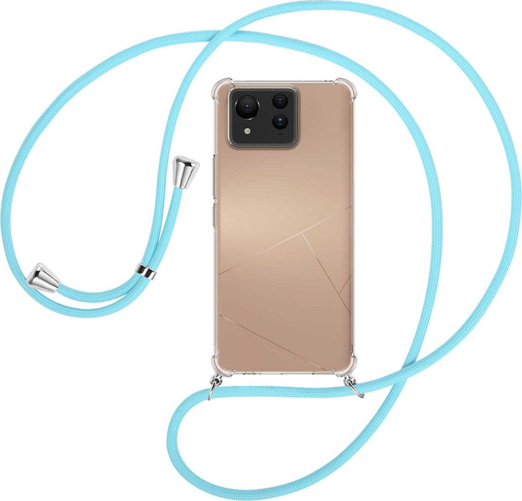 Handykette Backcover-Schutzhülle mit Band (Metall silberfarben) für Asus Zenfone 11 Ultra - himmelblau
