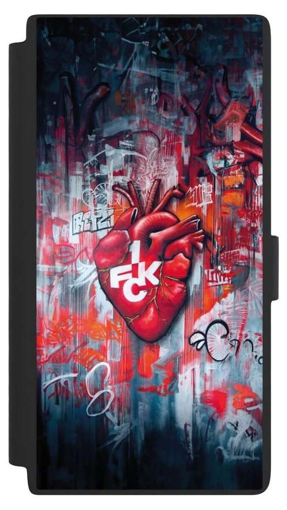 NIVOCASE Klapphülle für Samsung Galaxy S24 Ultra Handyhülle aus Kunst Leder NIVOflip schwarz 1. FC Kaiserslautern 1. FCK Herz