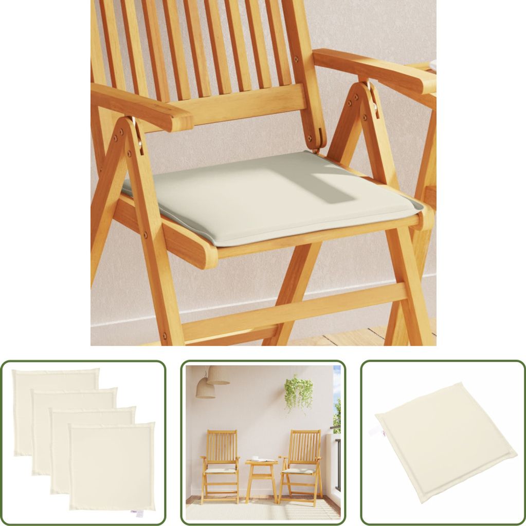 The Living Store Garten-Sitzkissen 4 Stk. Creme 45x45x2 cm Quadratisch