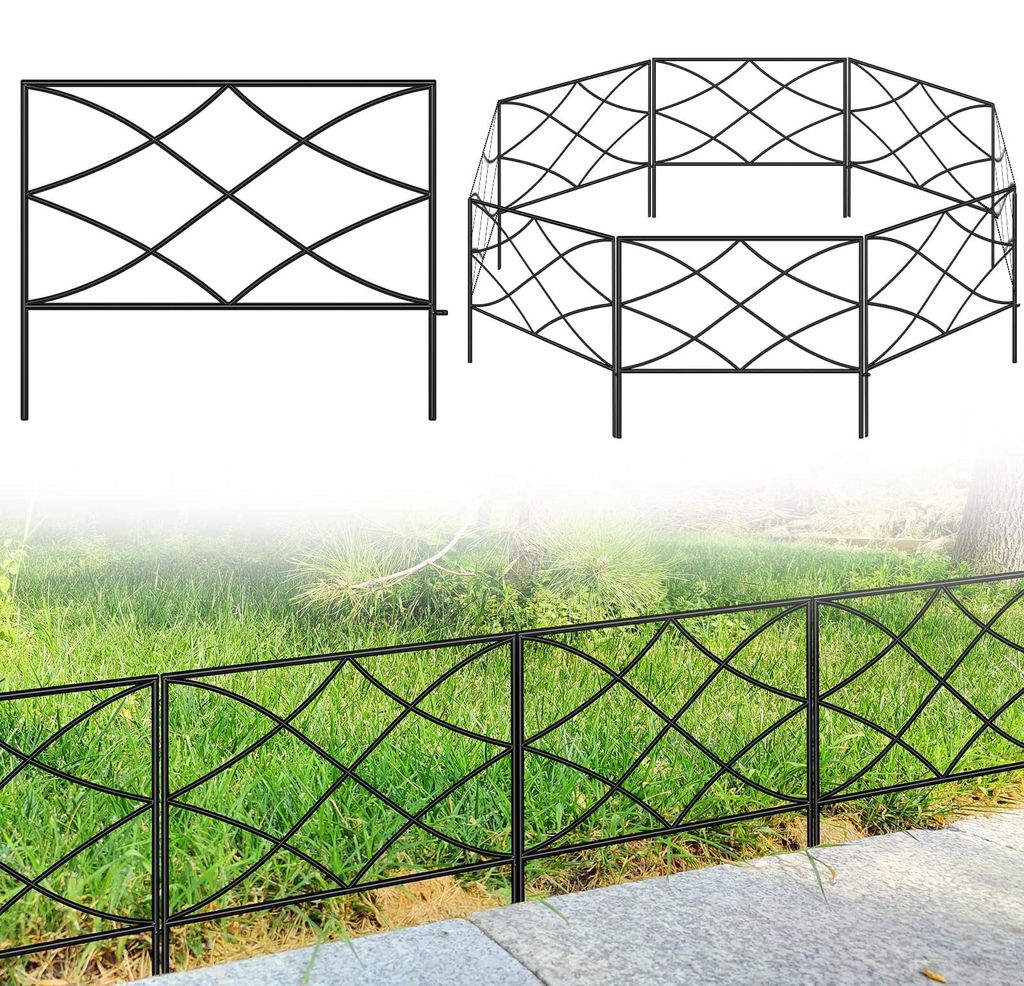 Dekorative Metall-Gartentrennwand, 40 cm (H) x 2,8 m (B) Paneele, grabenloser Zaun, Landschaftsgestaltung für Blumenbeete, Gärten, Hunde und Haus...