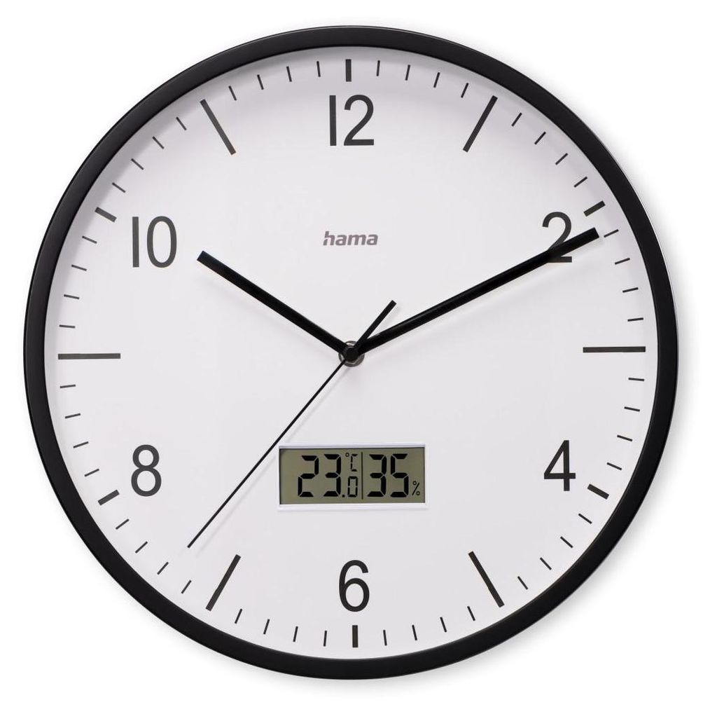 Hama Lanzarote, Wand, Funkgesteuerte Uhr, Kreis, Schwarz, Produktbild 