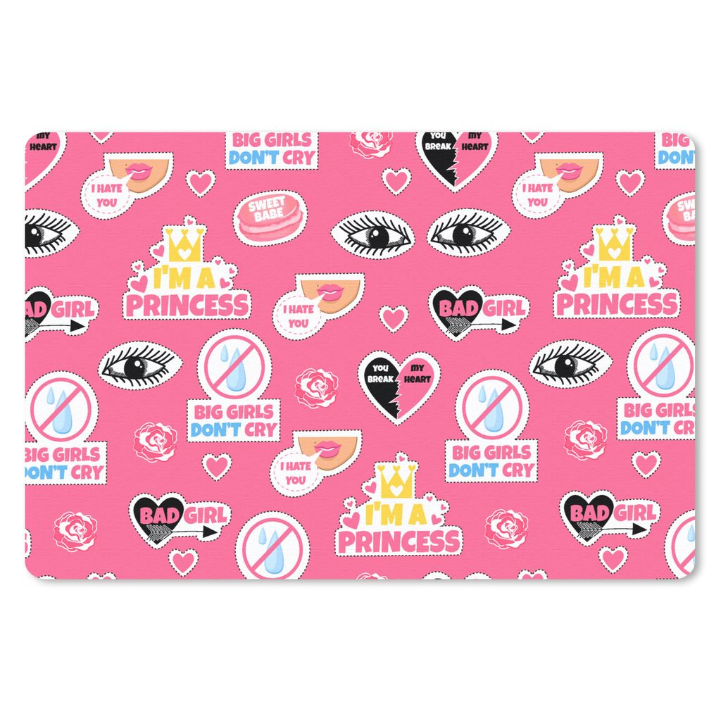MuchoWow Schreibtischunterlage Mädchen - Rosa - Prinzessin - Muster 60x40 cm - XXL Mauspad - Großes Mauspad