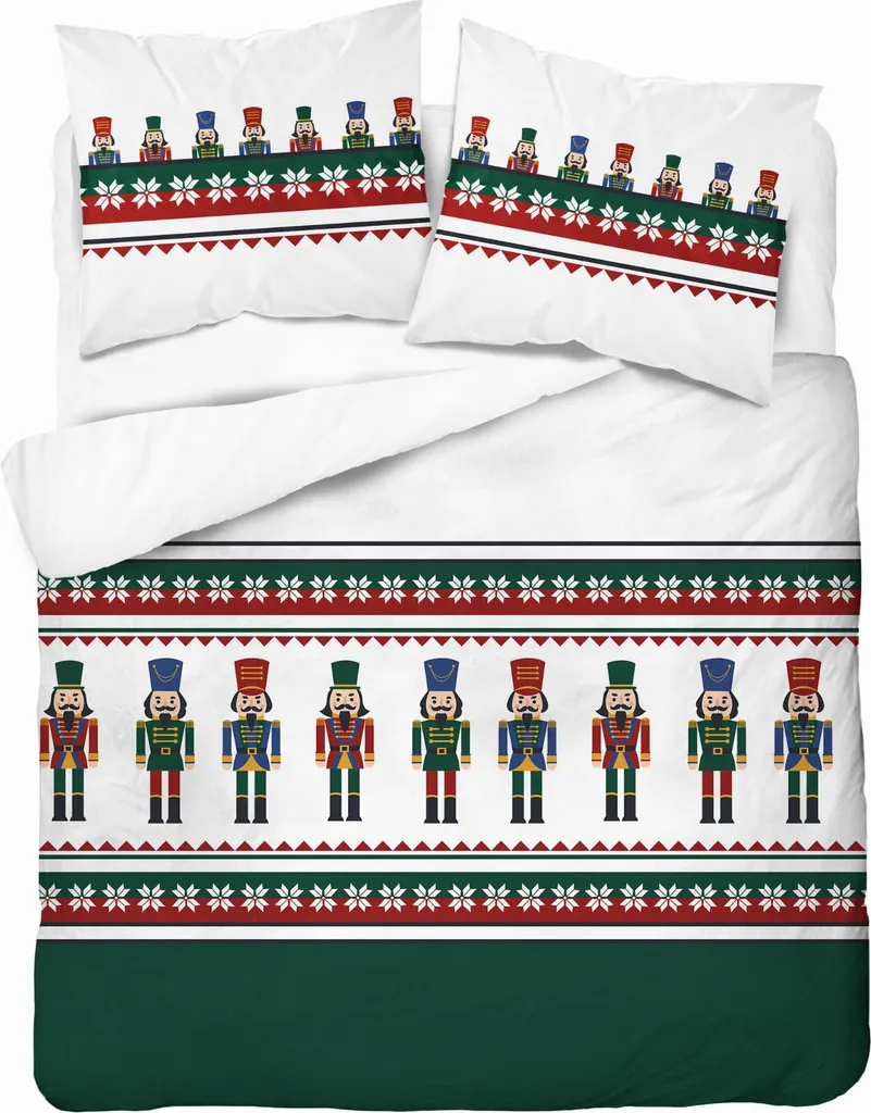 Set Lenzuola Natale Schiaccianoci Verde 160x200 - 100% Cotone Puro