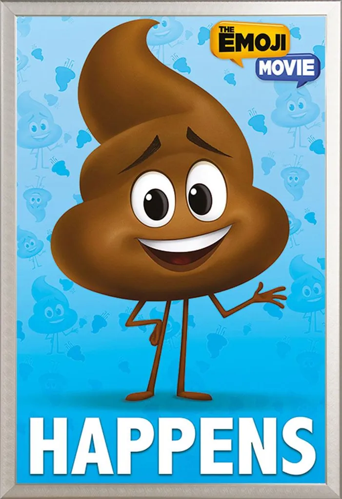 Décoration Murale Emoji Movie Poop Happens avec Cadre Argenté Shinsuke