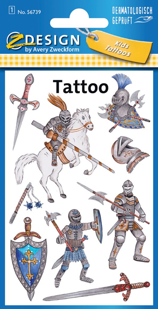 AVERY Zweckform ZDesign KIDS Tattoos "Ritter" 1 Blatt à 8 Produktbild 