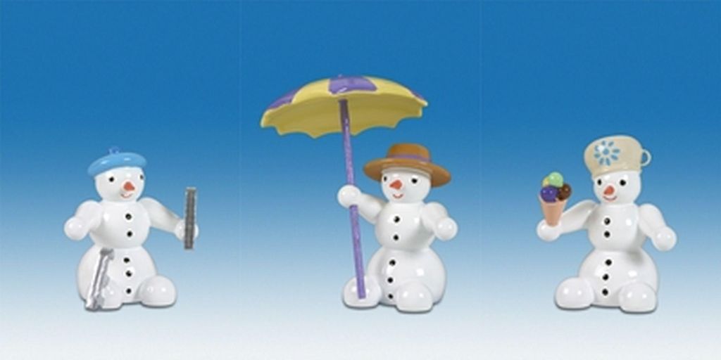 Holzfigur Schneemänner 3tlg. Höhe 6,5cm NEU Produktbild 