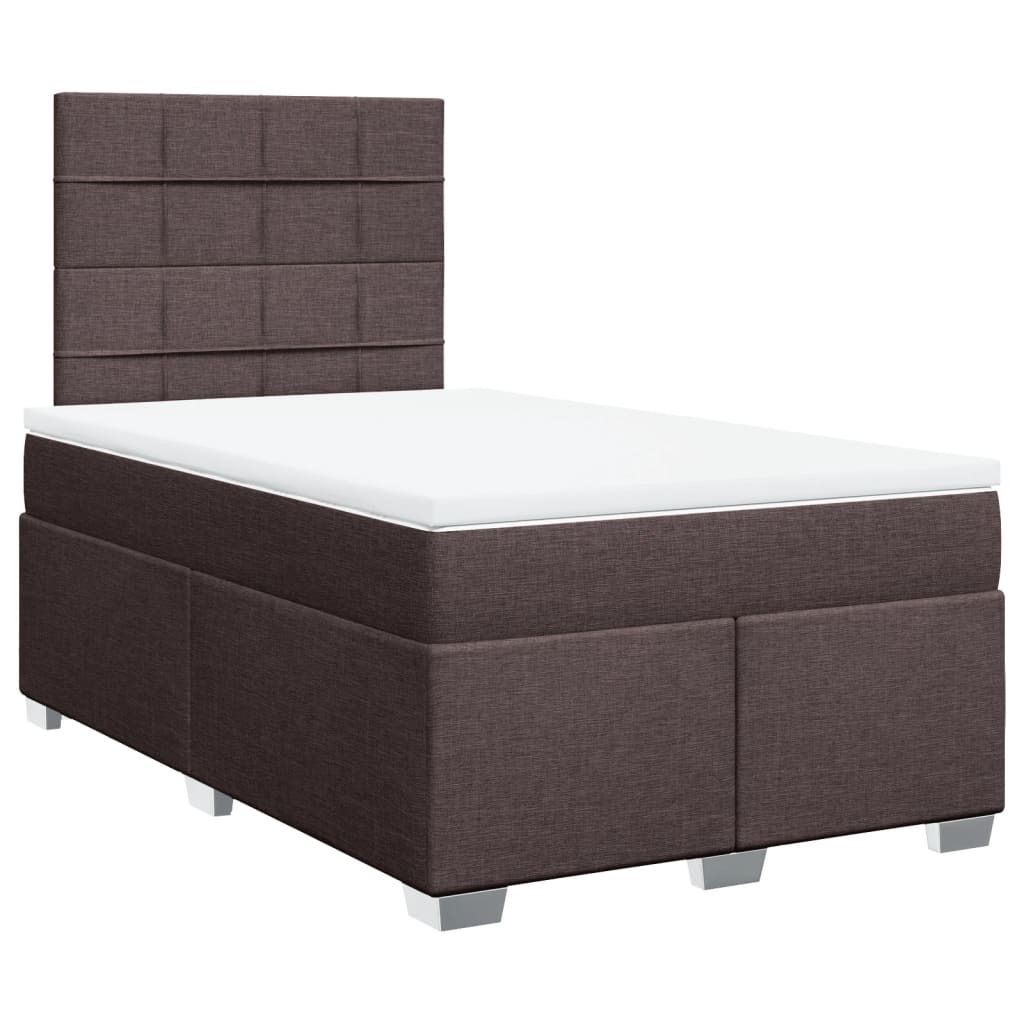 vidaXL Boxspringbett mit Matratze Dunkelbraun 120x200 cm Stoff