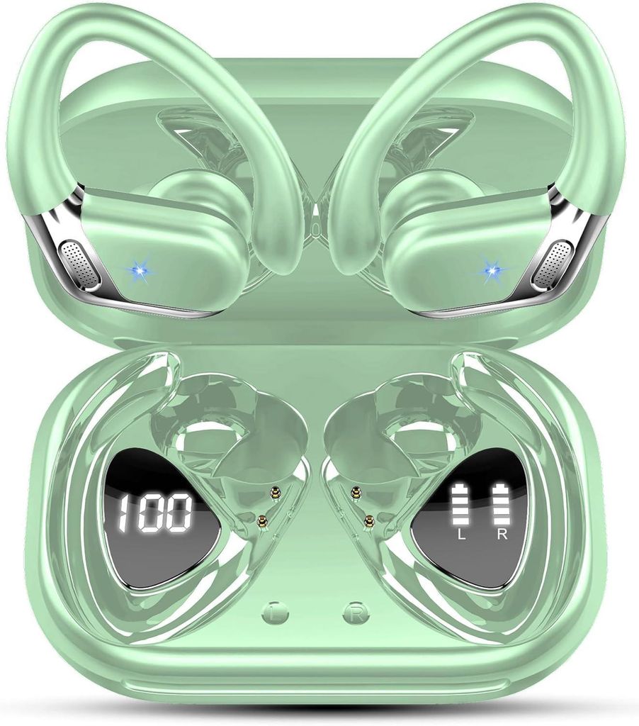 In Ear Kopfhörer Bluetooth 5.4 Sport tiefer Bass, 50 std Spielzeit mit 4 ENC Noise Cancelling Mic, IP7 Wasserdicht LED-Anzeige für Arbeit / Studium