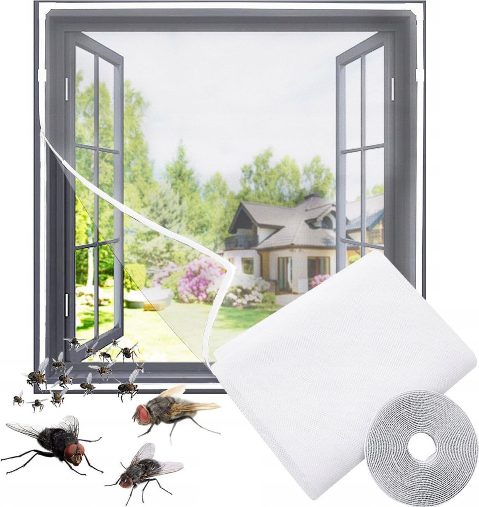 Moskitonetz Fenster Insektenschutz 150X150 + Rpe Weiß Produktbild 