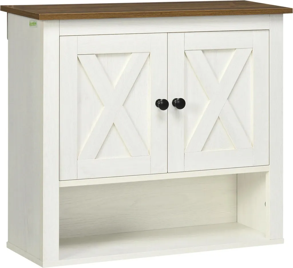 Rangement mural gain de place pour séjour, armoire blanche 2 portes
