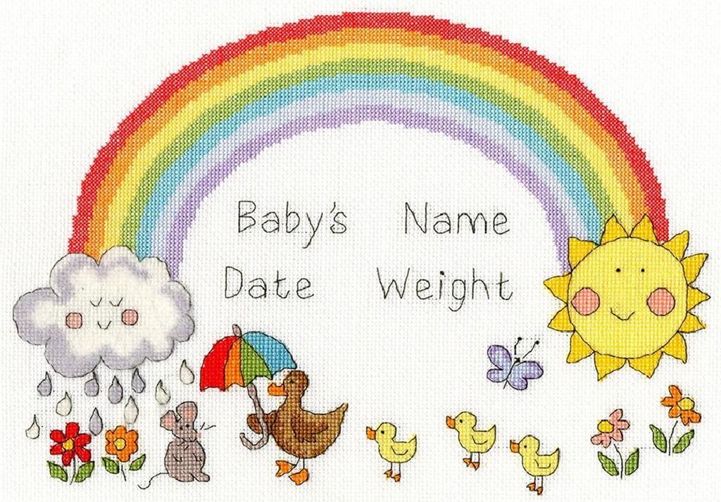 Bothy Threads Kreuzstich-Set "Regenbogenbaby", 33x23cm, XNB7, Zählmuster