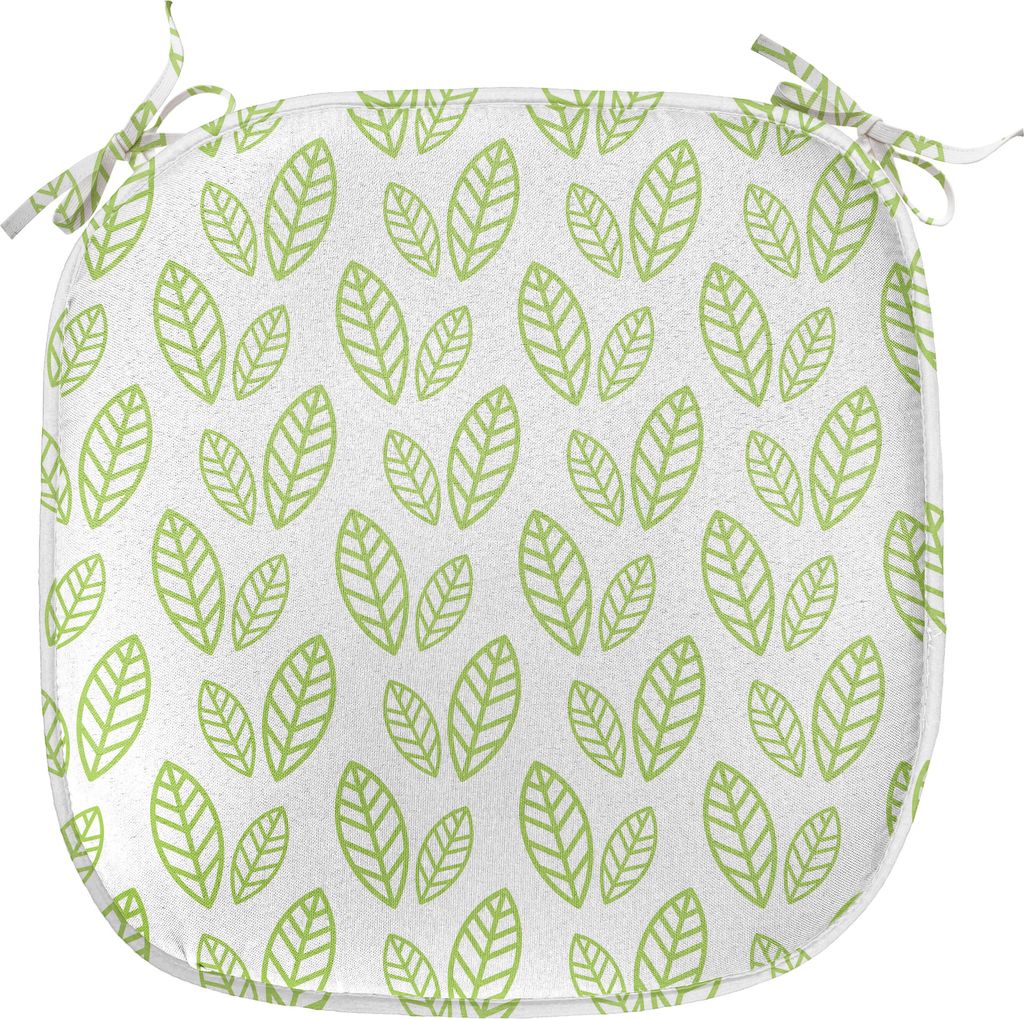 ABAKUHAUS Grünes Blatt Polster für Esszimmerstühle, Abstrakt Simplistic, Dekoratives wasserfestes Kissen mit Riemen für Küchensitze, 40 cm x 4...