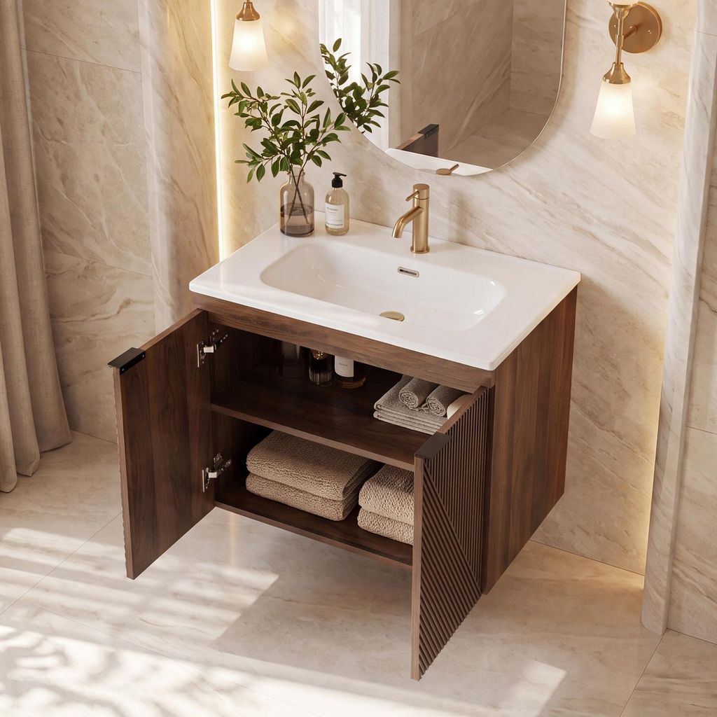 Mobile sospeso per lavabo con due ante a chiusura Immagine del prodotto 