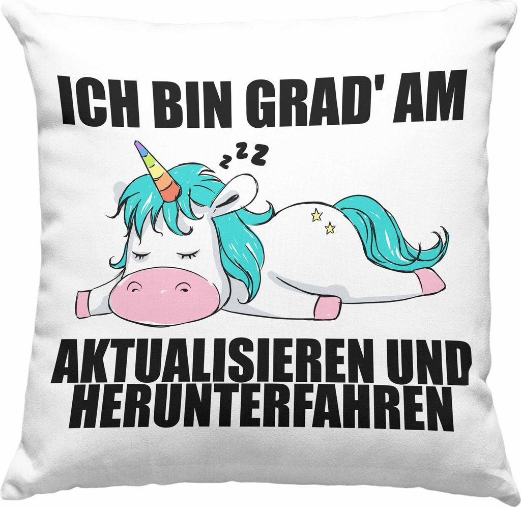 Trendation - Lustige Einhorn Spruch Mitarbeiter Geschenk Arbeitskollege Deko-Kissen mit Füllung 40x40 Kollegin Abschiedsgeschenk (Grau)