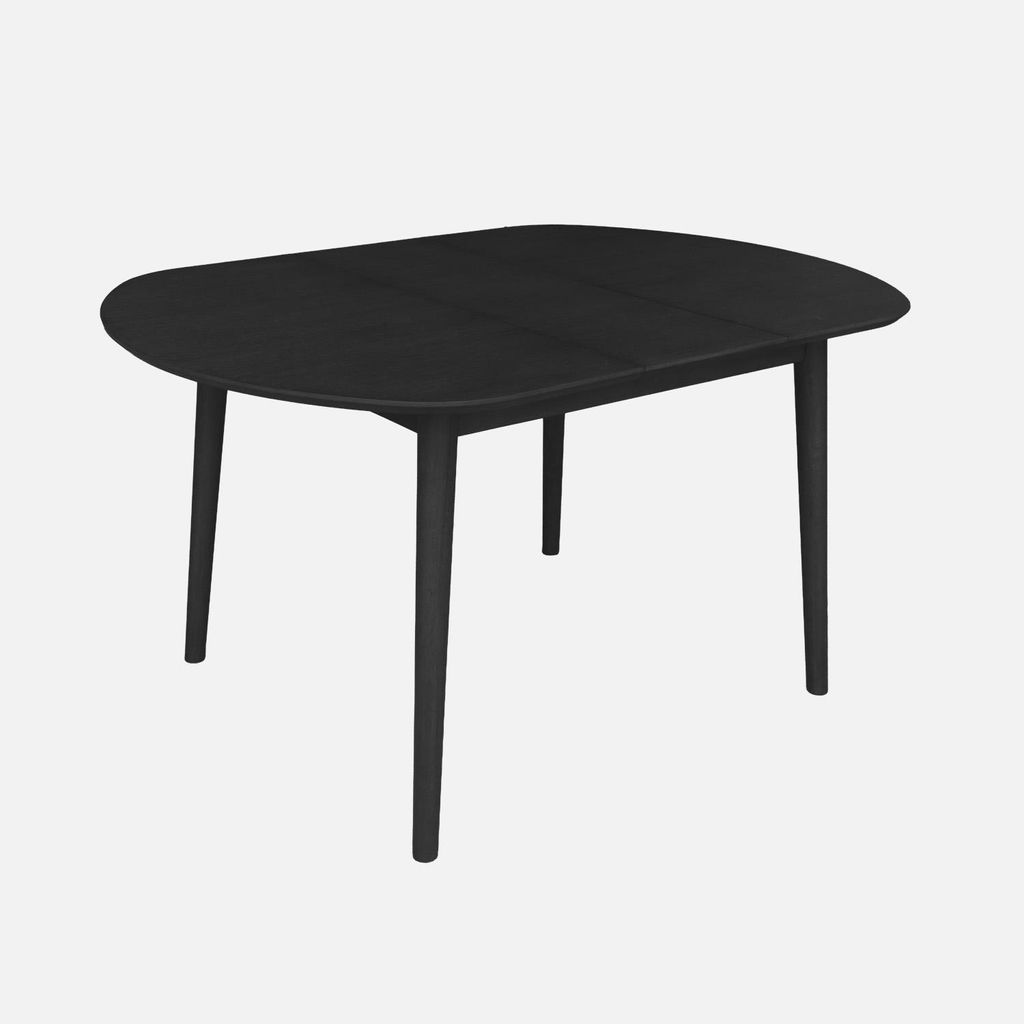 sweeek - Ovaler ausziehbarer Esszimmer-Tisch Heveaholz und Eichenfurnier, für 4-6 Personen - Schwarz