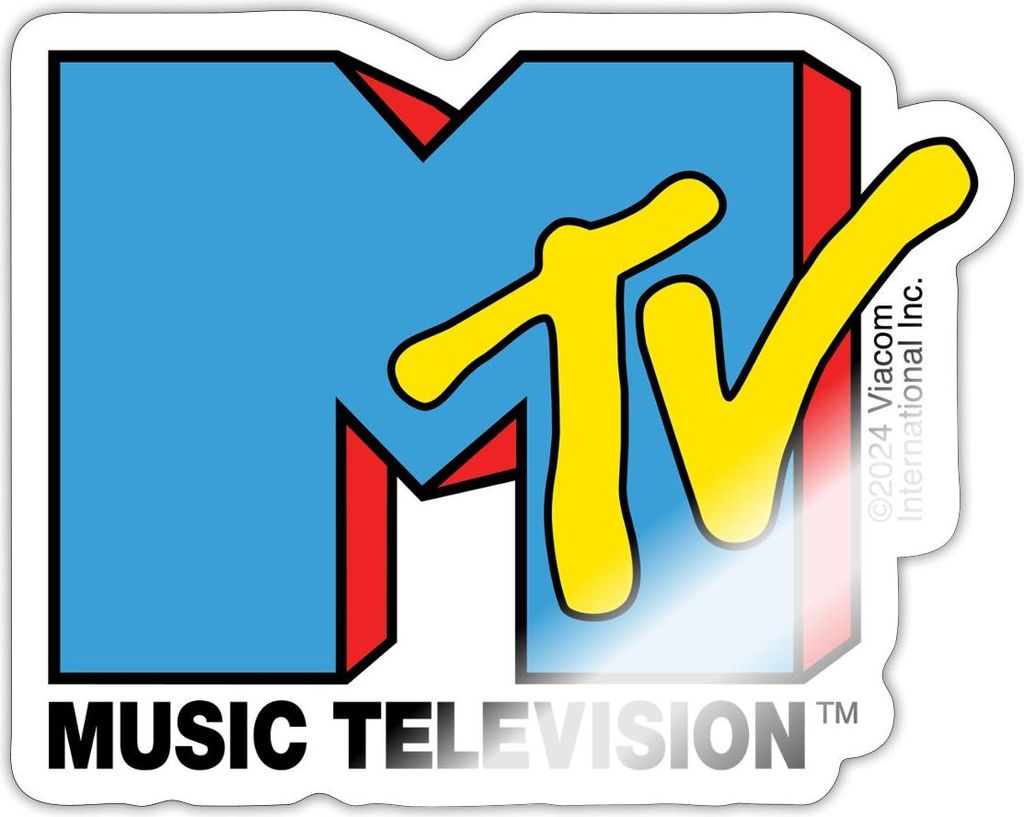 Spreadshirt MTV Music Television Ikonisches Logo Sticker Aufkleber, 10 x 10 cm, Weiß glänzend