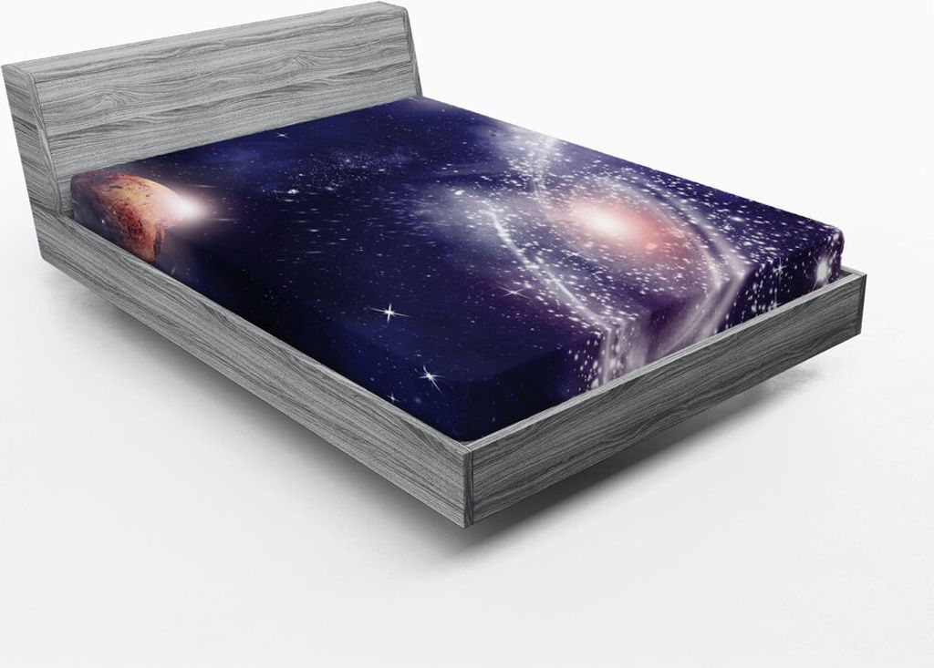 ABAKUHAUS Universum Spannbetttuch, Nebel und Planet Kosmischer galaktischer Weltraum-nächtlicher Himmel-sternenklare Fantasie, 180 x 200 cm, Marin...