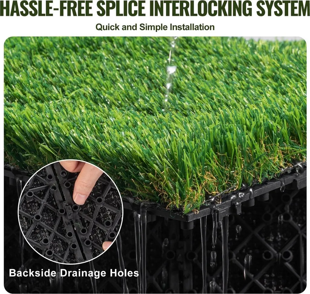 Dalles de gazon artificiel auto-drainantes - Système de pose facile