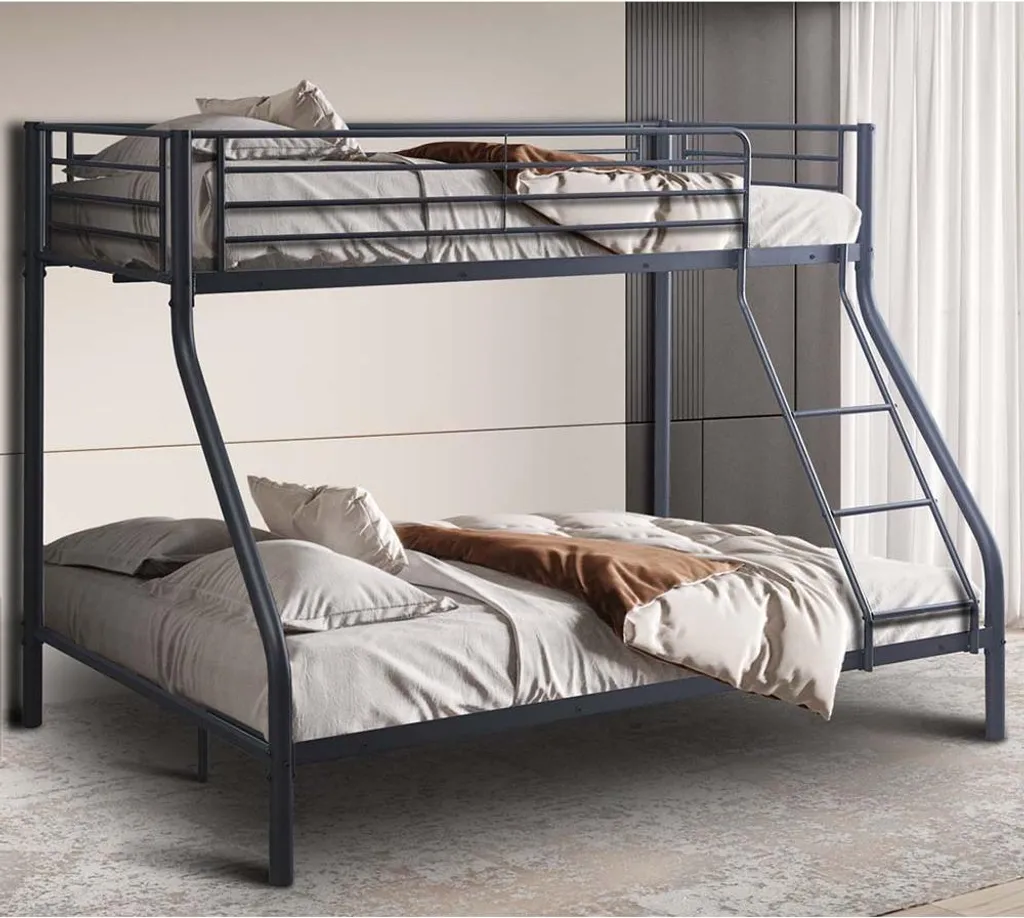 Lit superposé 90/140 x 200 cm gris foncé idéal pour chambre d'enfant ado
