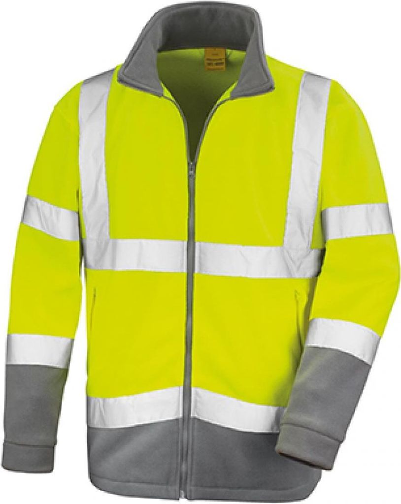Result R329X | Safety Microfleece Arbeits Jacke - Farbe: Fluorescent Yellow/Workguard Grey - Größe: 3XL