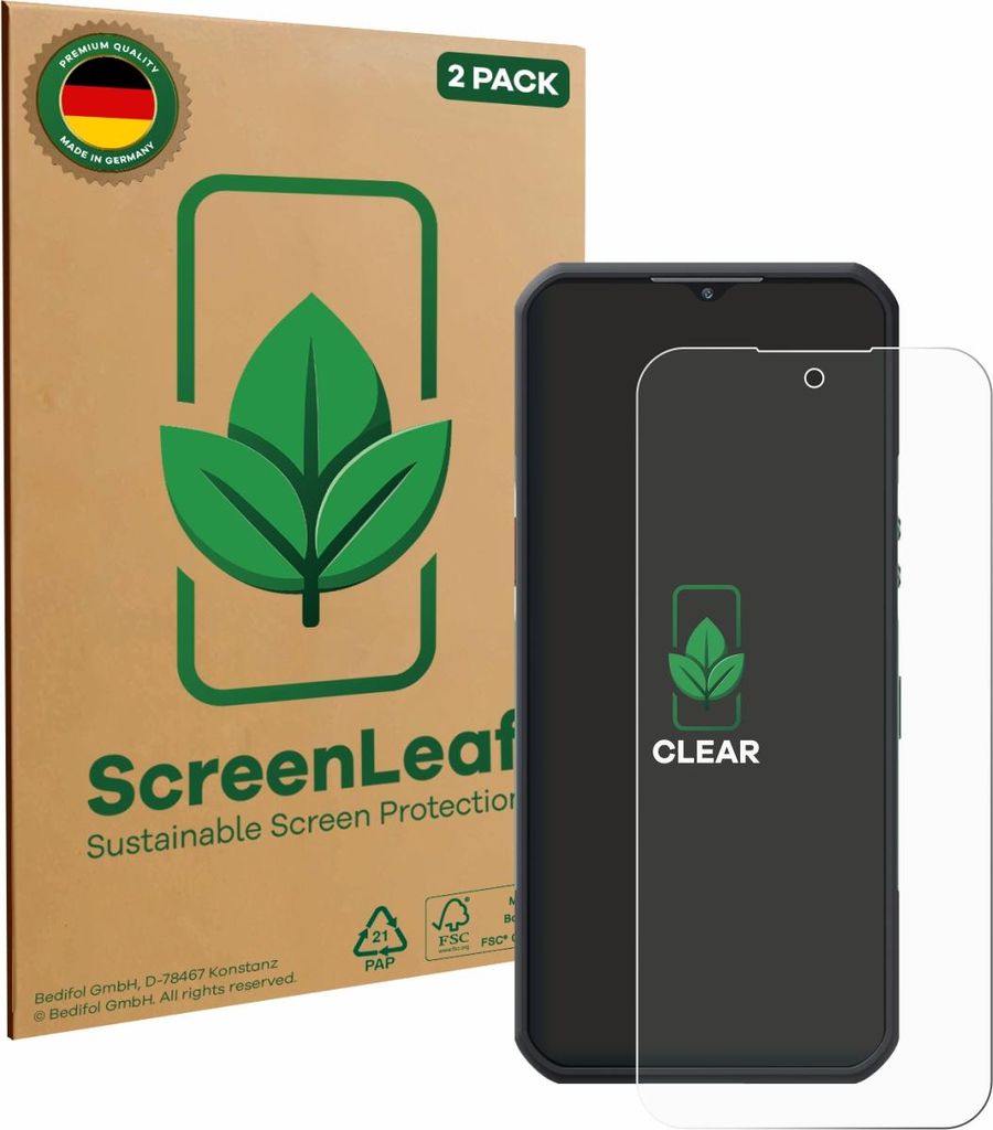 2x ScreenLeaf Schutzfolie für Oukitel WP55 Pro nachhaltiger Displayschutz Display Schutz Folie Klar Transparent