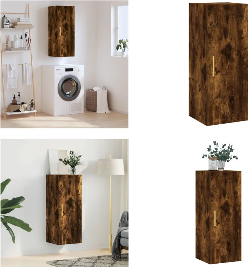 vidaXL Mobile a Parete Rovere Fumo 34,5x34x90 cm - Armadietto Pensile