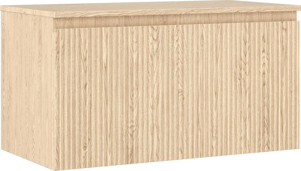 Mexen Rivel Badezimmer-Unterschrank 90 cm mit Arbeitsplatte, 1 Schublade, gerillt, Eiche - 91A20-09047-1-BFC81