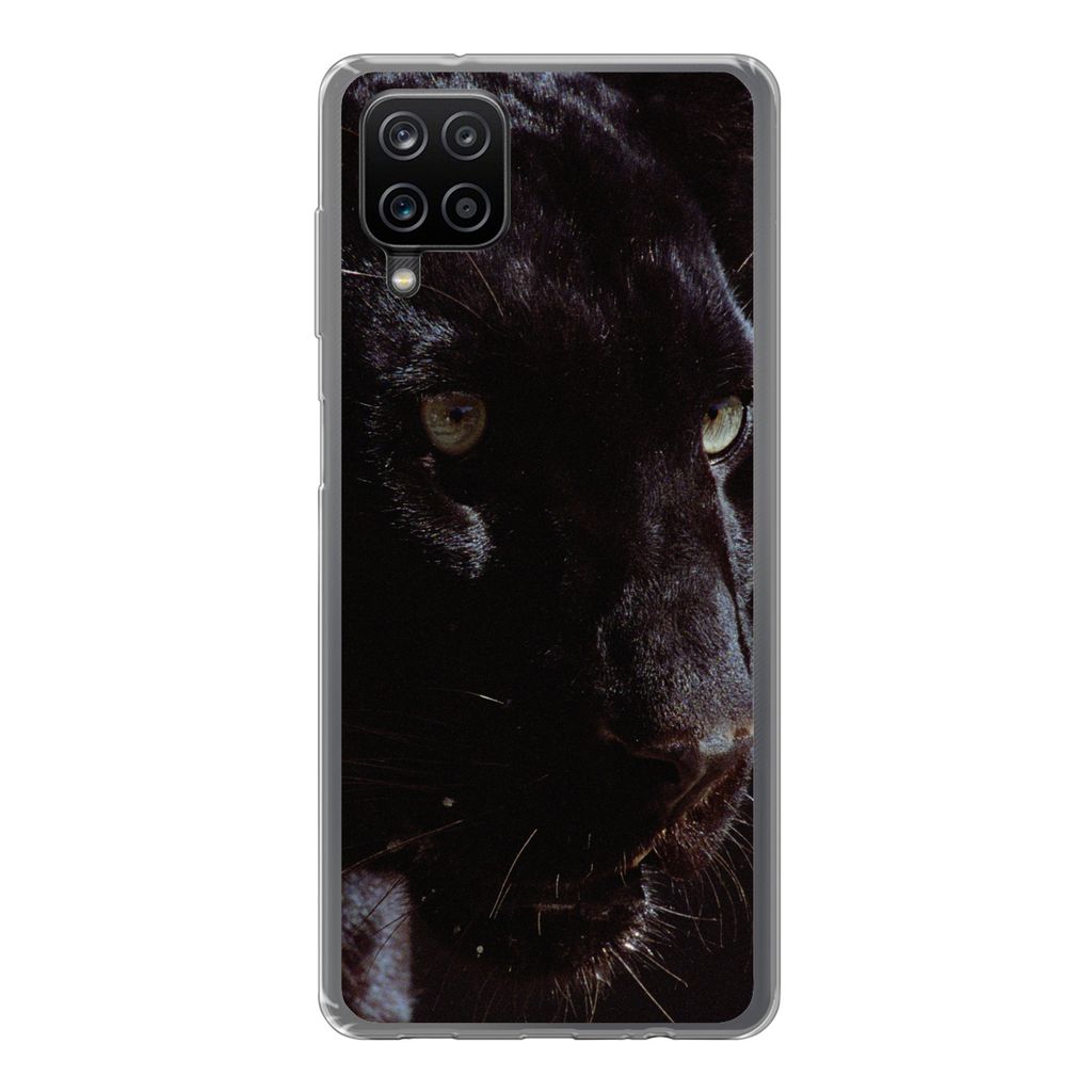 MuchoWow Handyhülle Schutzhülle Hülle für Samsung Galaxy A12 Panther - Tier - Schwarz Silikon Softcase Handy Hülle - Bild