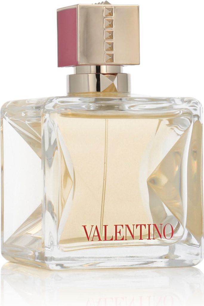 A clear studio shot of a Valentino Voce Viva Eau de Parfum bottle.
