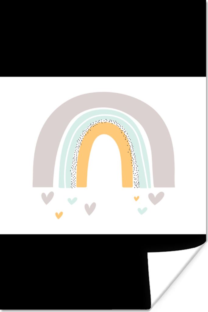 MuchoWow Poster Regenbogen - Herzen - Mädchen - Jungen - Pastellfarben 160x120 cm - Foto Plakat