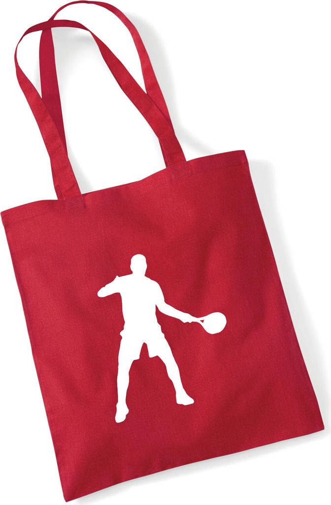 Huuraa Jutebeutel Tennis Silhouette 10 Liter Classic Red Baumwolle Tasche Geschenkidee