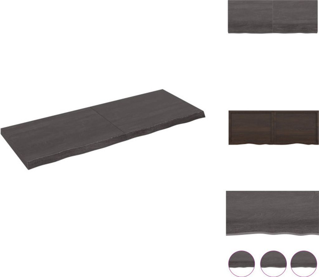 vidaXL Wandregal Dunkelgrau 160x60x(2-6) cm Massivholz Eiche Behandelt - Wandregale