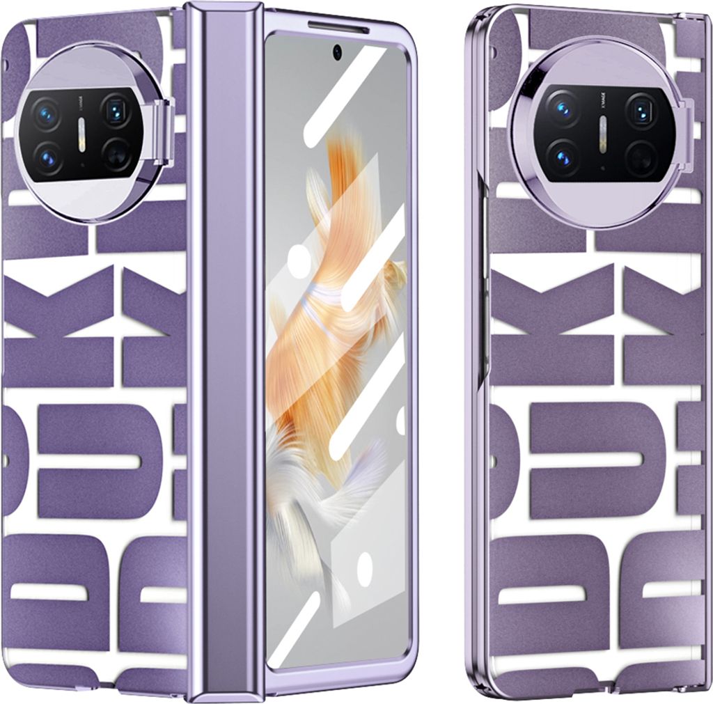Hülle für Huawei Mate X3 Hülle mit Displayschutz und Scharnierschutz, Galvanisierter Klar Schutzhülle Lila