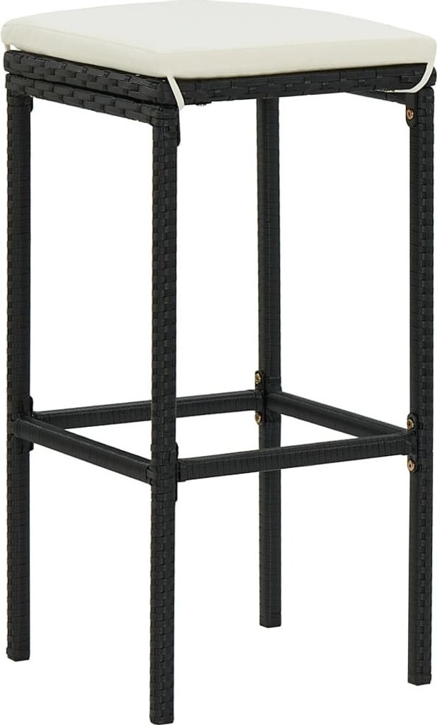 "SALE 2026"Barhocker bis 100kg belastbar - Küchenstühle elegantes Design - Barhocker mit Kissen 3 Stk. Schwarz Poly Rattan - 38x38x76cm - Barhock...
