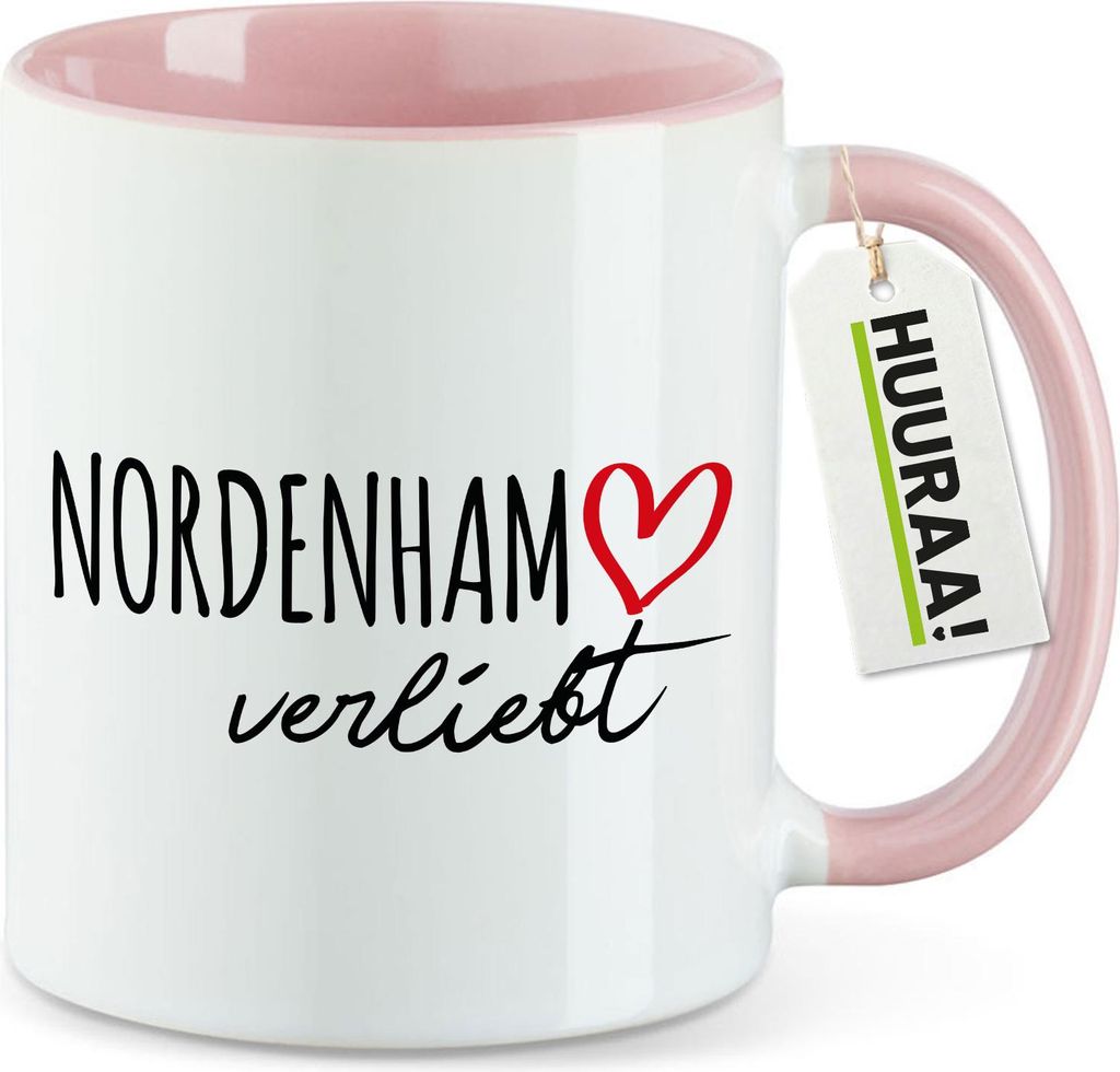 Huuraa Kaffeetasse Nordenham verliebt 330ml Rosa Keramik Kaffeebecher Geschenkidee