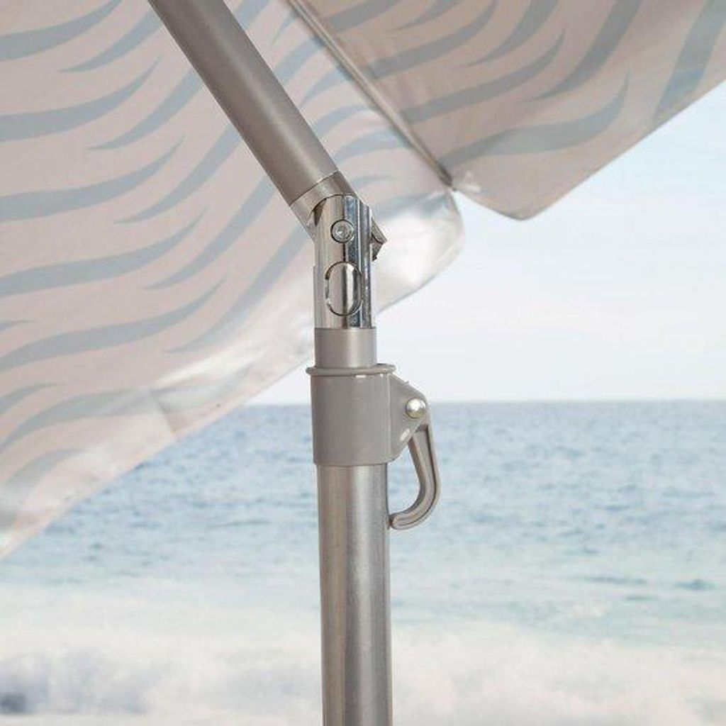 Strandscherm 220 cm UV50 winddicht 8 glasvezelribben kantelbare stalen mast 28/32 mm