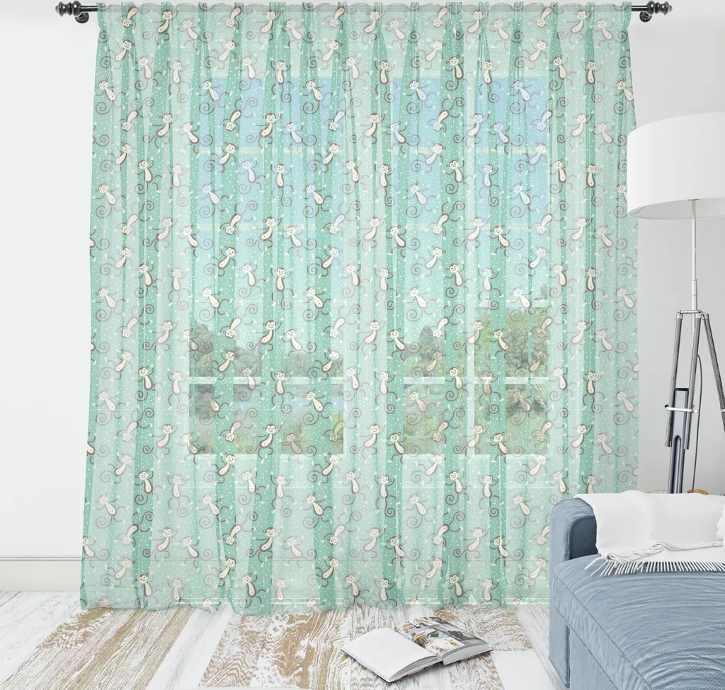 Decorazione Muro ABAKUHAUS Scimmie 160x274 - Tessuto Satin Alta Qualità