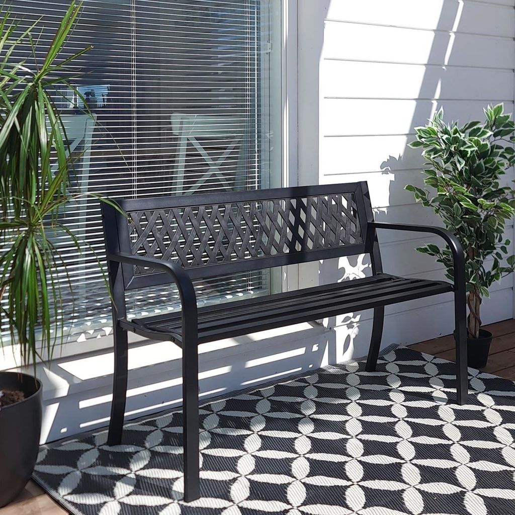 ProGarden Gartenbank Stahl 119x50x75 cm Schwarz Produktbild 